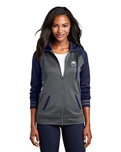 Sport-Tek® Ladies Sport-Wick® Varsity Fleece Full-Zip Hooded Jacket - Left Chest Embroidery - Two Rivers Shield Logo